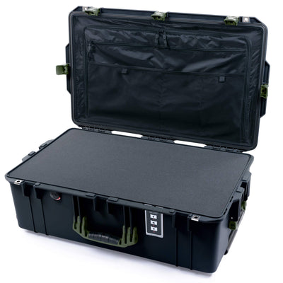 Pelican 1595 Air Case, Black with OD Green Handles & Latches Pick & Pluck Foam with Combo-Pouch Lid Organizer ColorCase 015950-0301-110-131