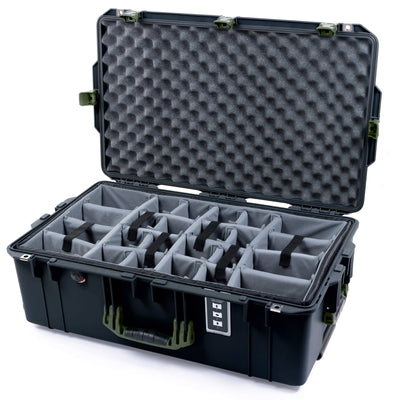 Pelican 1595 Air Case, Black with OD Green Handles & Latches Gray Padded Microfiber Dividers with Convoluted Lid Foam ColorCase 015950-0070-110-131