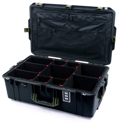 Pelican 1595 Air Case, Black with OD Green Handles & Latches TrekPak Divider System with Combo-Pouch Lid Organizer ColorCase 015950-0320-110-131