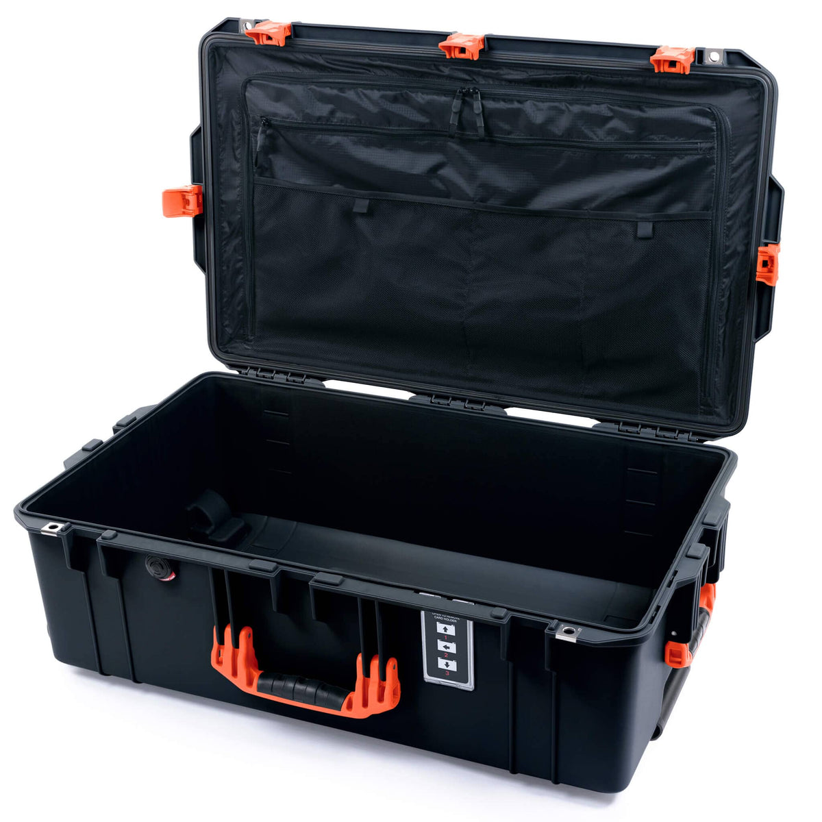 Pelican 1595 Air Case, Black with Orange Handles &amp; Latches Combo-Pouch Lid Organizer Only ColorCase 015950-0300-110-151