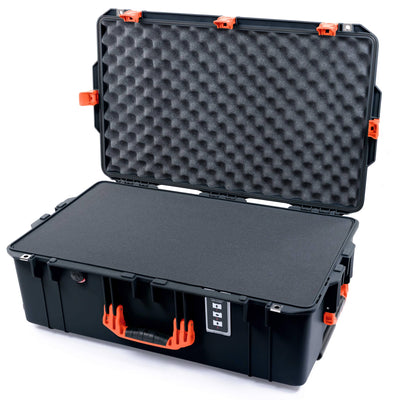 Pelican 1595 Air Case, Black with Orange Handles & Push-Button Latches Pick & Pluck Foam with Convoluted Lid Foam ColorCase 015950-0001-110-150