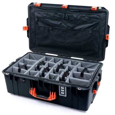 Pelican 1595 Air Case, Black with Orange Handles & Latches Gray Padded Microfiber Dividers with Combo-Pouch Lid Organizer ColorCase 015950-0370-110-151