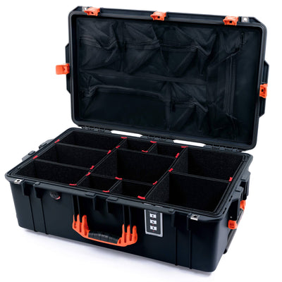 Pelican 1595 Air Case, Black with Orange Handles & Push-Button Latches TrekPak Divider System with Mesh Lid Organizer ColorCase 015950-0150-110-150