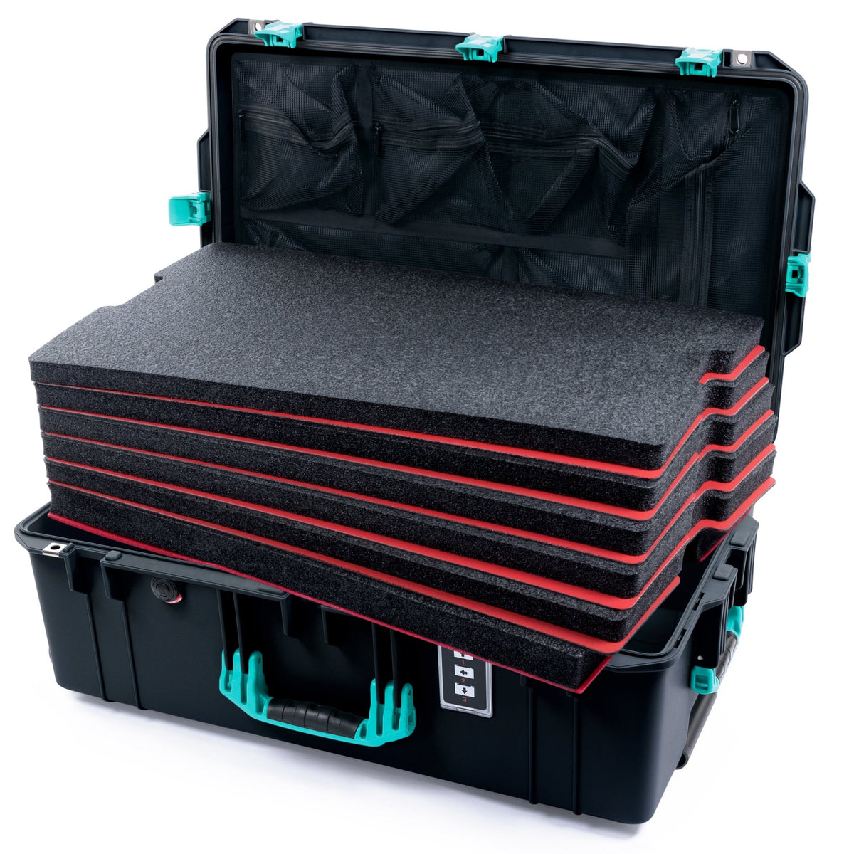 Pelican 1595 Air Case - Black & Teal - DIY Tool Foam Kit / Lid Organizer