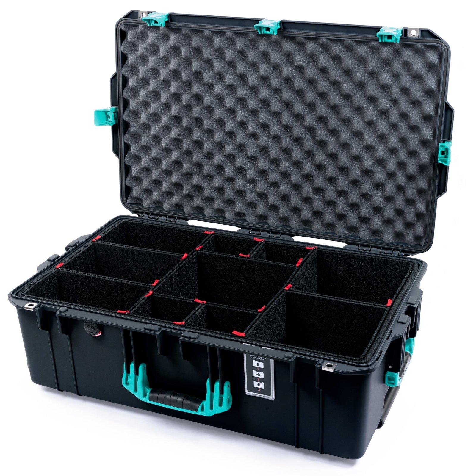 Pelican 1595 Air Case - Black & Teal - TrekPak Divider System / Lid Foam