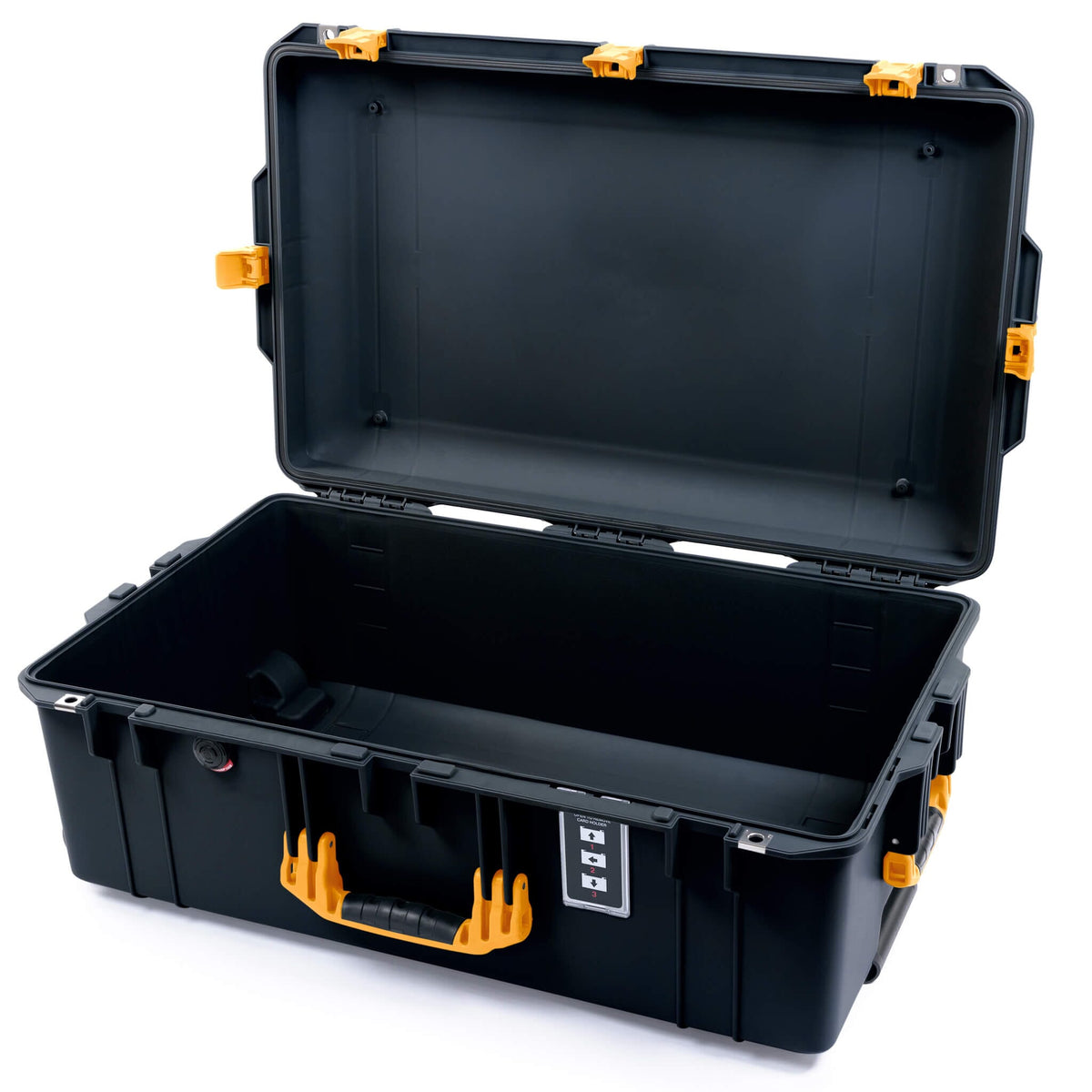 Pelican 1595 Air Case, Black with Yellow Handles &amp; Push-Button Latches None (Case Only) ColorCase 015950-0000-110-240