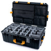 Pelican 1595 Air Case, Black with Yellow Handles & Push-Button Latches Gray Padded Microfiber Dividers with Laptop Computer Lid Pouch ColorCase 015950-0270-110-310