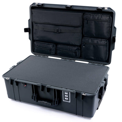 Pelican 1595 Air Case, Charcoal with Black Handles & Latches Pick & Pluck Foam with Laptop Computer Lid Pouch ColorCase 015950-0201-520-111