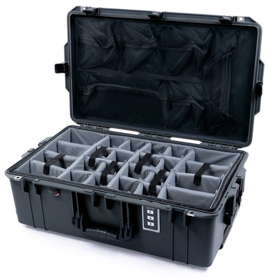 Pelican 1595 Air Case, Charcoal with Black Handles & Latches Gray Padded Microfiber Dividers with Mesh Lid Organizer ColorCase 015950-0170-520-111