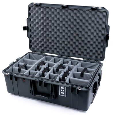 Pelican 1595 Air Case, Charcoal with Black Handles & Latches Gray Padded Microfiber Dividers with Convoluted Lid Foam ColorCase 015950-0070-520-111