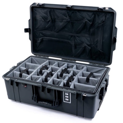 Pelican 1595 Air Case, Charcoal with Black Handles & TSA Locking Latches Gray Padded Microfiber Dividers with Mesh Lid Organizer ColorCase 015950-0170-510-L10