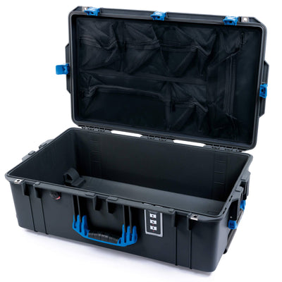 Pelican 1595 Air Case, Charcoal with Blue Handles & Latches Mesh Lid Organizer Only ColorCase 015950-0100-520-121