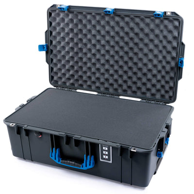 Pelican 1595 Air Case, Charcoal with Blue Handles & Latches Pick & Pluck Foam with Convoluted Lid Foam ColorCase 015950-0001-520-121