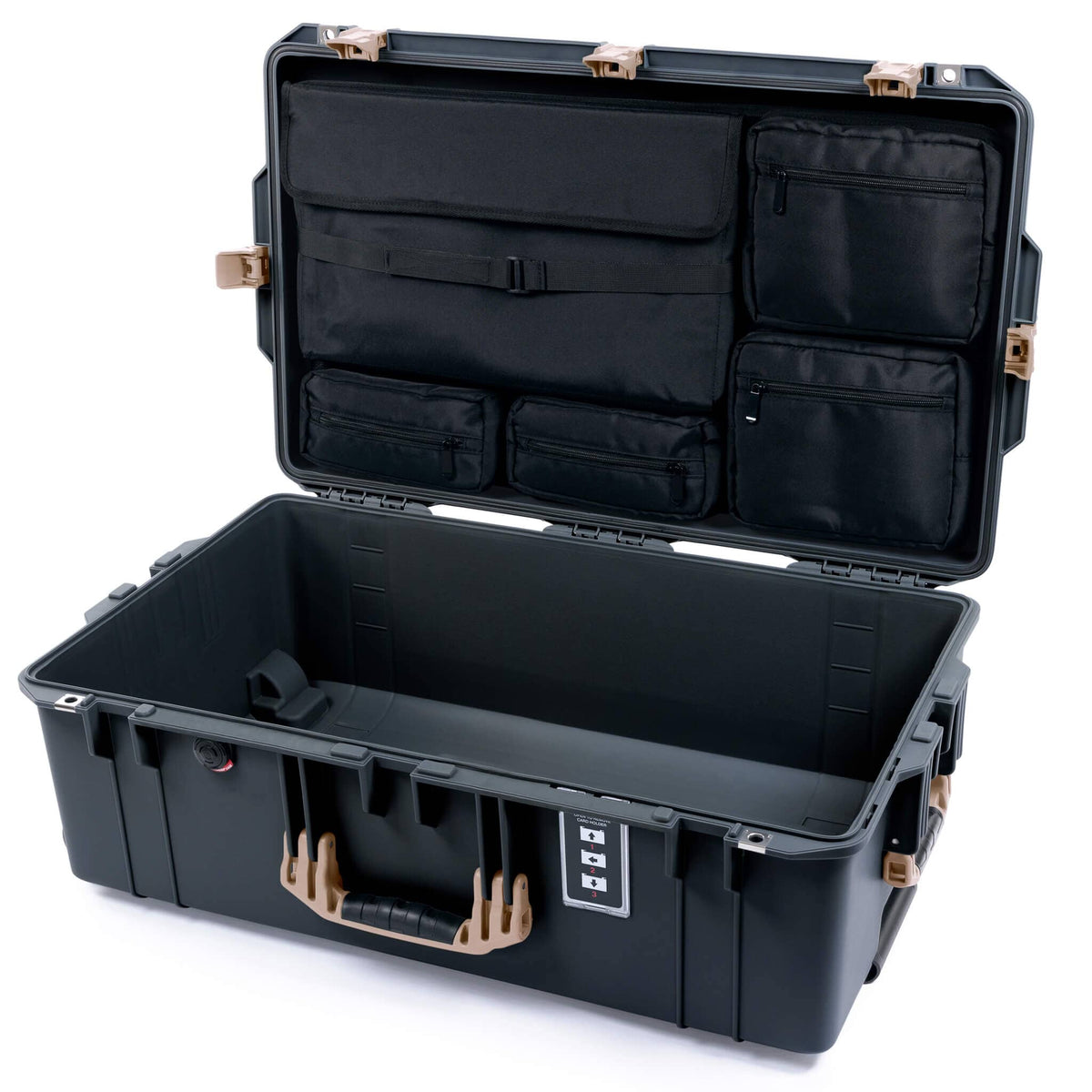 Pelican 1595 Air Case, Charcoal with Desert Tan Handles &amp; Latches Laptop Computer Lid Pouch Only ColorCase 015950-0200-520-311