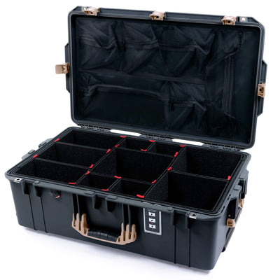Pelican 1595 Air Case, Charcoal with Desert Tan Handles & Latches TrekPak Divider System with Mesh Lid Organizer ColorCase 015950-0120-520-311