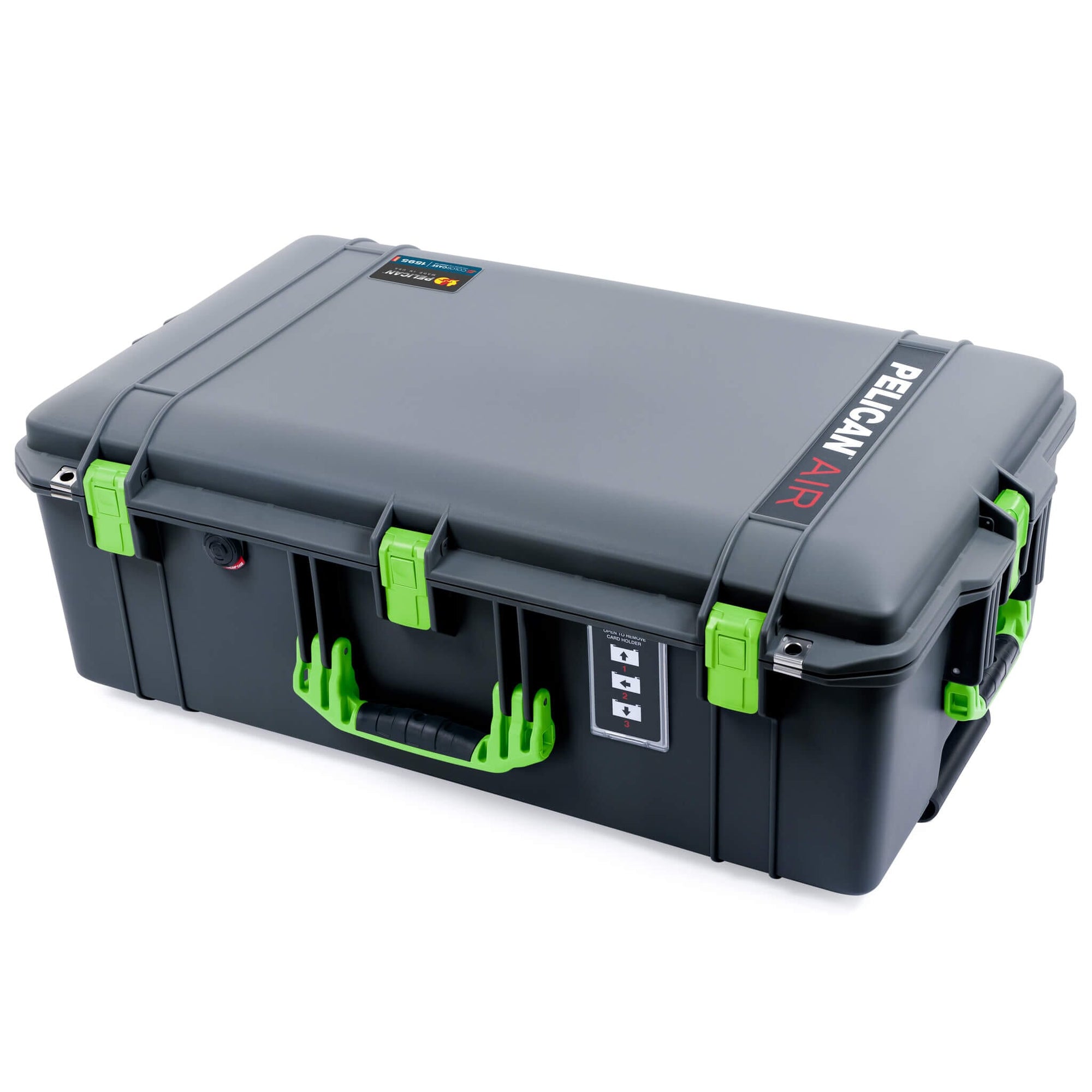 Pelican 1595 Air Case, Charcoal with Lime Green Handles & Latches ColorCase 