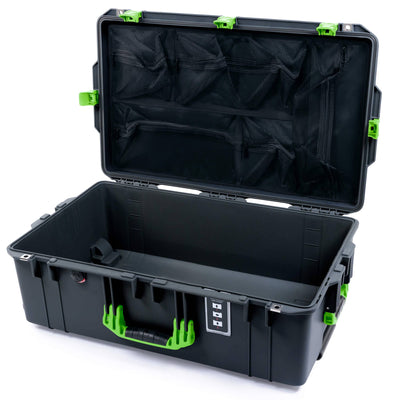 Pelican 1595 Air Case, Charcoal with Lime Green Handles & Latches Mesh Lid Organizer Only ColorCase 015950-0100-520-301