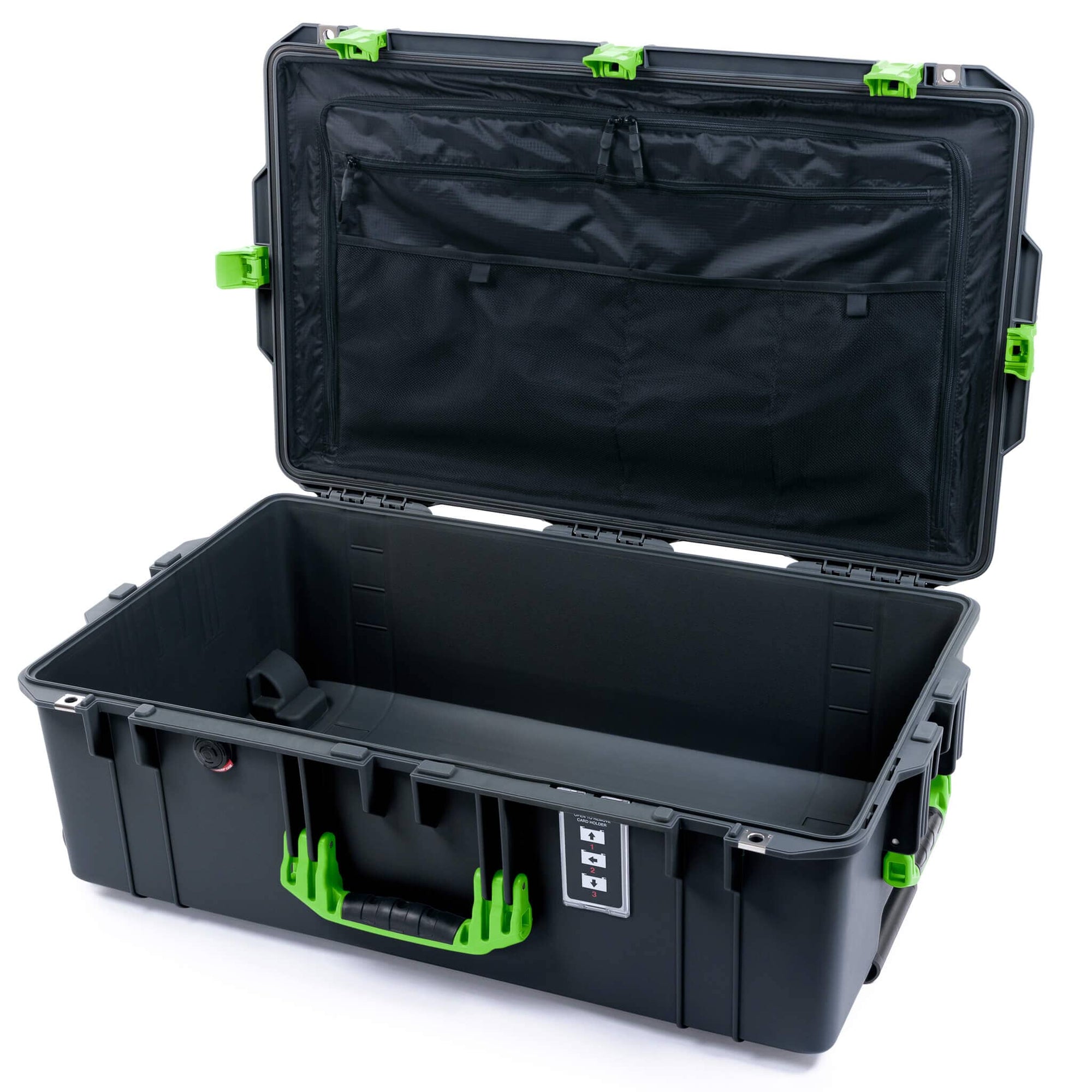 Pelican 1595 Air Case, Charcoal with Lime Green Handles & Latches Combo-Pouch Lid Organizer Only ColorCase 015950-0300-520-301