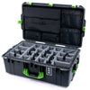 Pelican 1595 Air Case, Charcoal with Lime Green Handles & Latches Gray Padded Microfiber Dividers with Laptop Computer Lid Pouch ColorCase 015950-0270-520-301