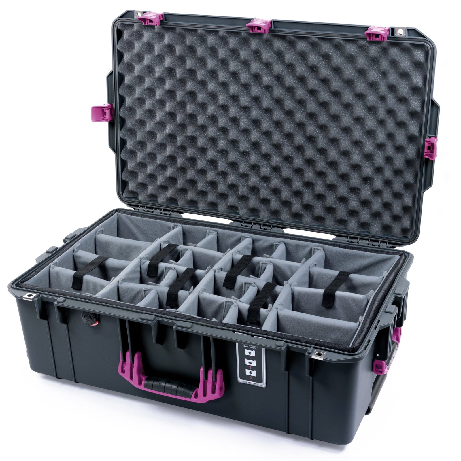 Pelican 1595 Air Case - Charcoal & Magenta - Padded Microfiber Dividers / Convoluted Lid Foam