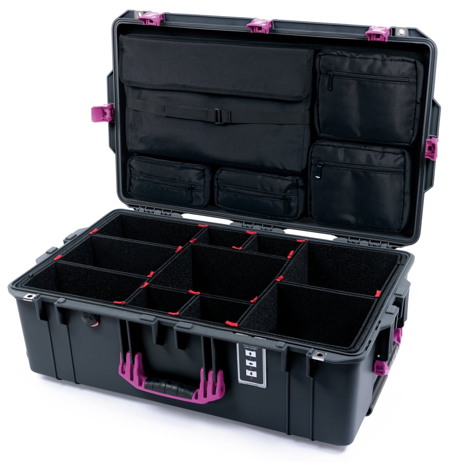 Pelican 1595 Air Case - Charcoal & Magenta - TrekPak Divider System / Computer Lid Pouch