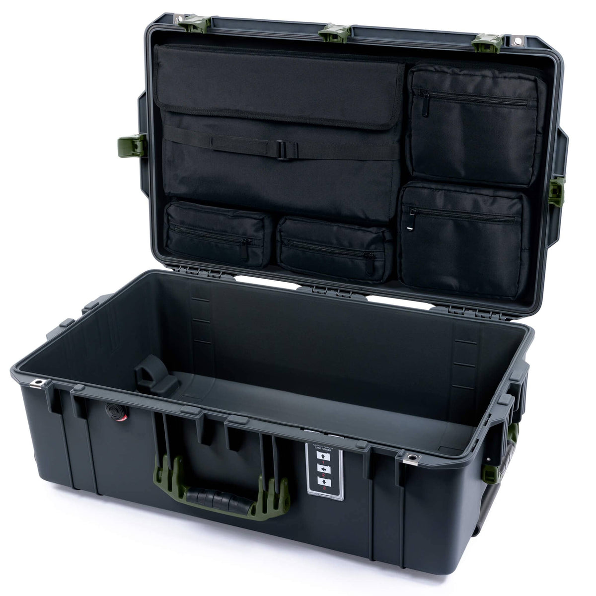 Pelican 1595 Air Case, Charcoal with OD Green Handles &amp; Latches Laptop Computer Lid Pouch Only ColorCase 015950-0200-520-131