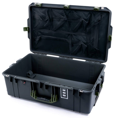 Pelican 1595 Air Case, Charcoal with OD Green Handles & Latches Mesh Lid Organizer Only ColorCase 015950-0100-520-131