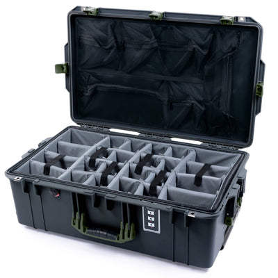Pelican 1595 Air Case, Charcoal with OD Green Handles & Latches Gray Padded Microfiber Dividers with Mesh Lid Organizer ColorCase 015950-0170-520-131