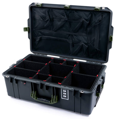 Pelican 1595 Air Case, Charcoal with OD Green Handles & Latches TrekPak Divider System with Mesh Lid Organizer ColorCase 015950-0120-520-131