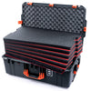 Pelican 1595 Air Case, Charcoal with Orange Handles & Latches Custom Tool Kit (6 Foam Inserts with Convoluted Lid Foam) ColorCase 015950-0060-520-151