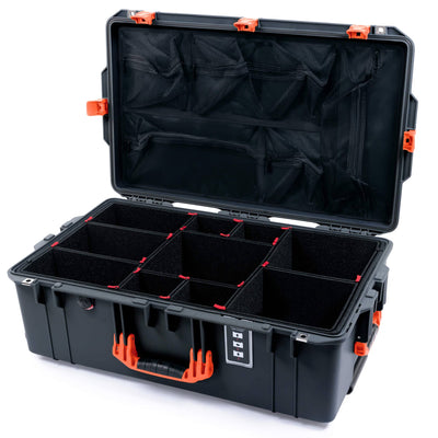 Pelican 1595 Air Case, Charcoal with Orange Handles & Latches TrekPak Divider System with Mesh Lid Organizer ColorCase 015950-0120-520-151