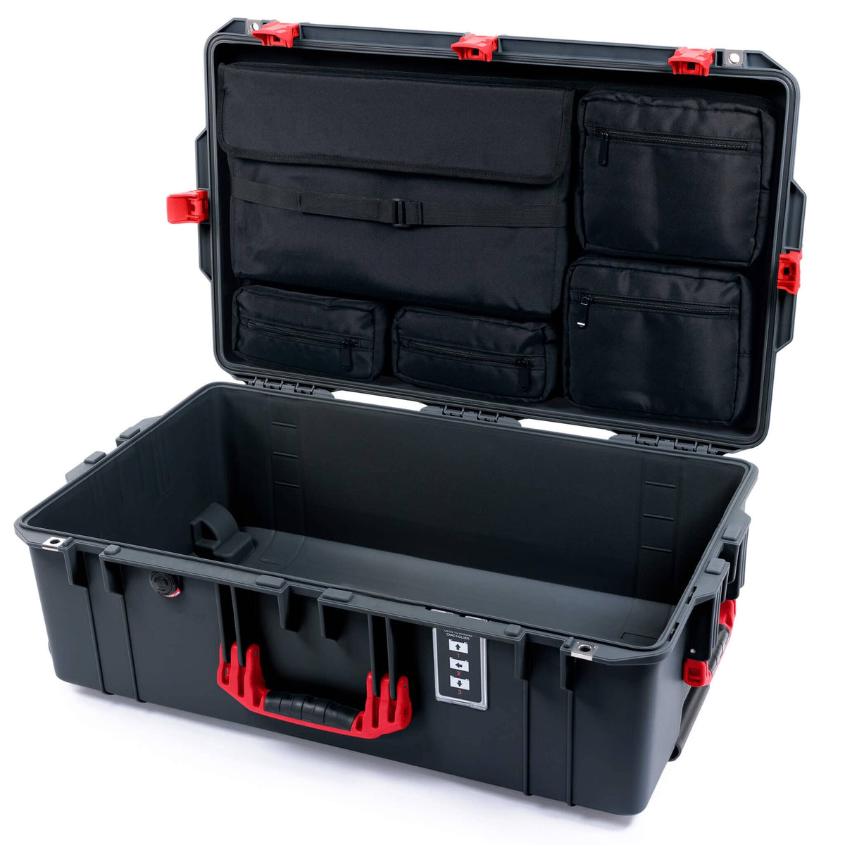 Pelican 1595 Air Case, Charcoal with Red Handles &amp; Latches Laptop Computer Lid Pouch Only ColorCase 015950-0200-520-321