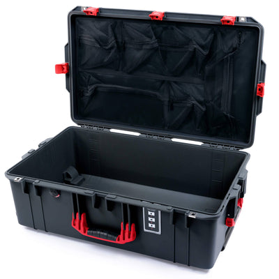Pelican 1595 Air Case, Charcoal with Red Handles & Latches Mesh Lid Organizer Only ColorCase 015950-0100-520-321