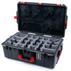 Pelican 1595 Air Case, Charcoal with Red Handles & Latches Gray Padded Microfiber Dividers with Mesh Lid Organizer ColorCase 015950-0170-520-321