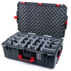 Pelican 1595 Air Case, Charcoal with Red Handles & Latches Gray Padded Microfiber Dividers with Convoluted Lid Foam ColorCase 015950-0070-520-321