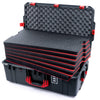 Pelican 1595 Air Case, Charcoal with Red Handles & Latches Custom Tool Kit (6 Foam Inserts with Convoluted Lid Foam) ColorCase 015950-0060-520-321