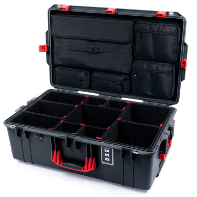 Pelican 1595 Air Case, Charcoal with Red Handles & Latches TrekPak Divider System with Laptop Computer Lid Pouch ColorCase 015950-0220-520-321