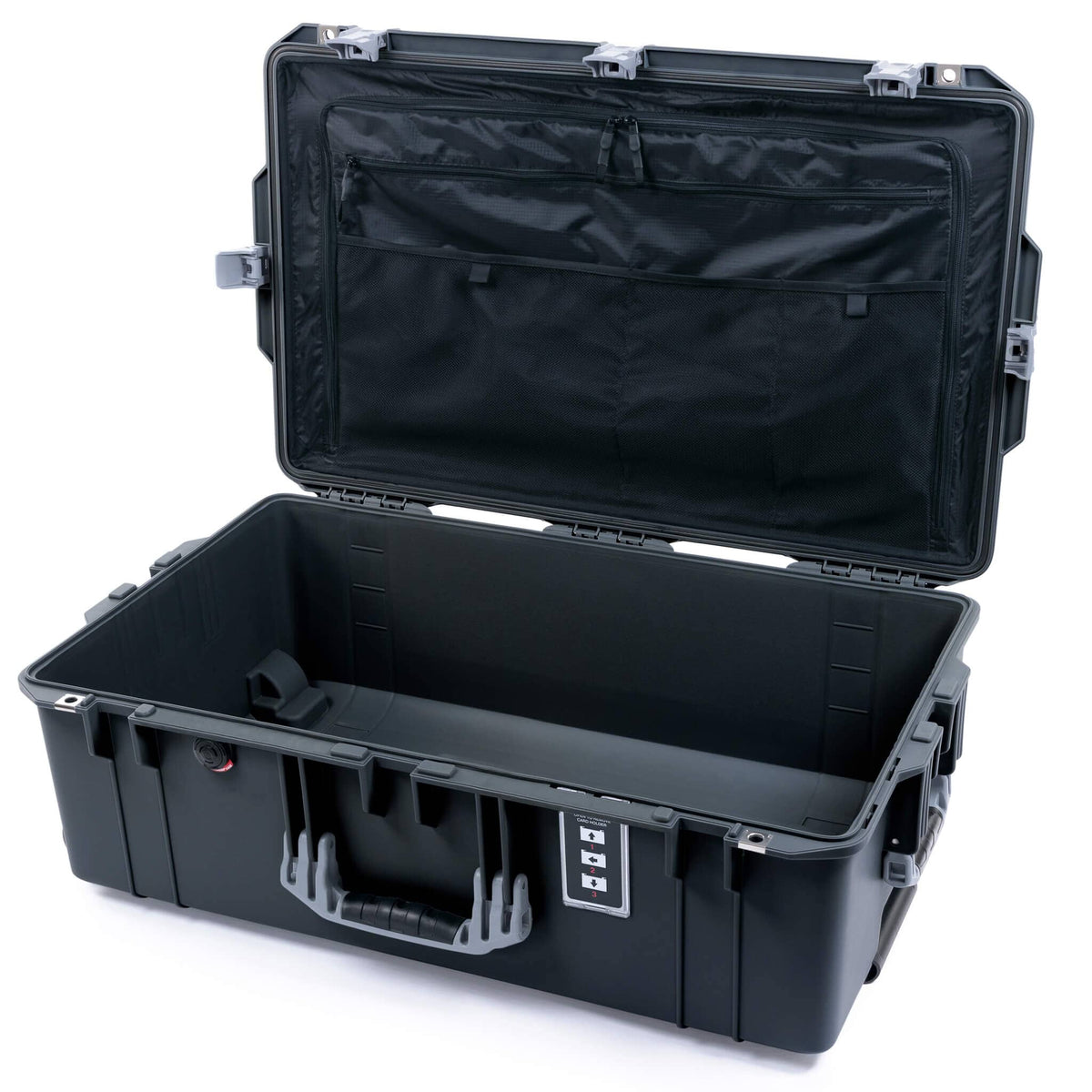 Pelican 1595 Air Case, Charcoal with Silver Handles &amp; Latches Combo-Pouch Lid Organizer Only ColorCase 015950-0300-520-181