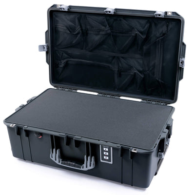 Pelican 1595 Air Case, Charcoal with Silver Handles & Latches Pick & Pluck Foam with Mesh Lid Organizer ColorCase 015950-0101-520-181