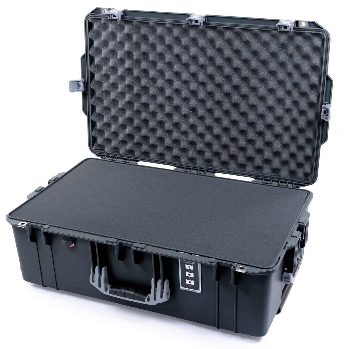Pelican 1595 Air Case, Charcoal with Silver Handles &amp; Latches Pick &amp; Pluck Foam with Convoluted Lid Foam ColorCase 015950-0001-520-181