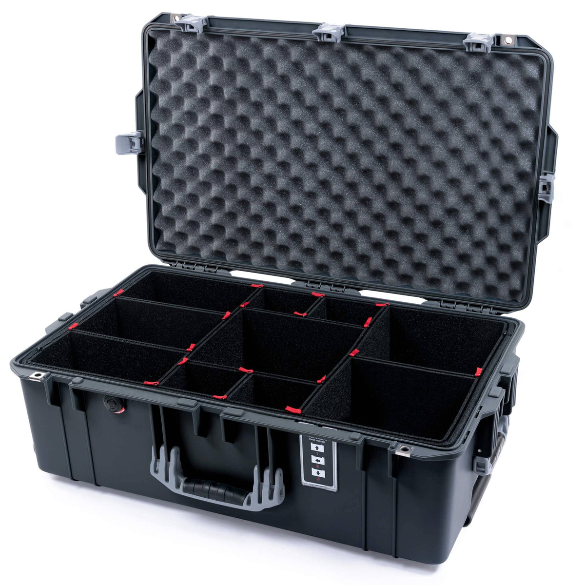 Pelican 1595 Air Case, Charcoal with Silver Handles &amp; Latches TrekPak Divider System with Convoluted Lid Foam ColorCase 015950-0020-520-181