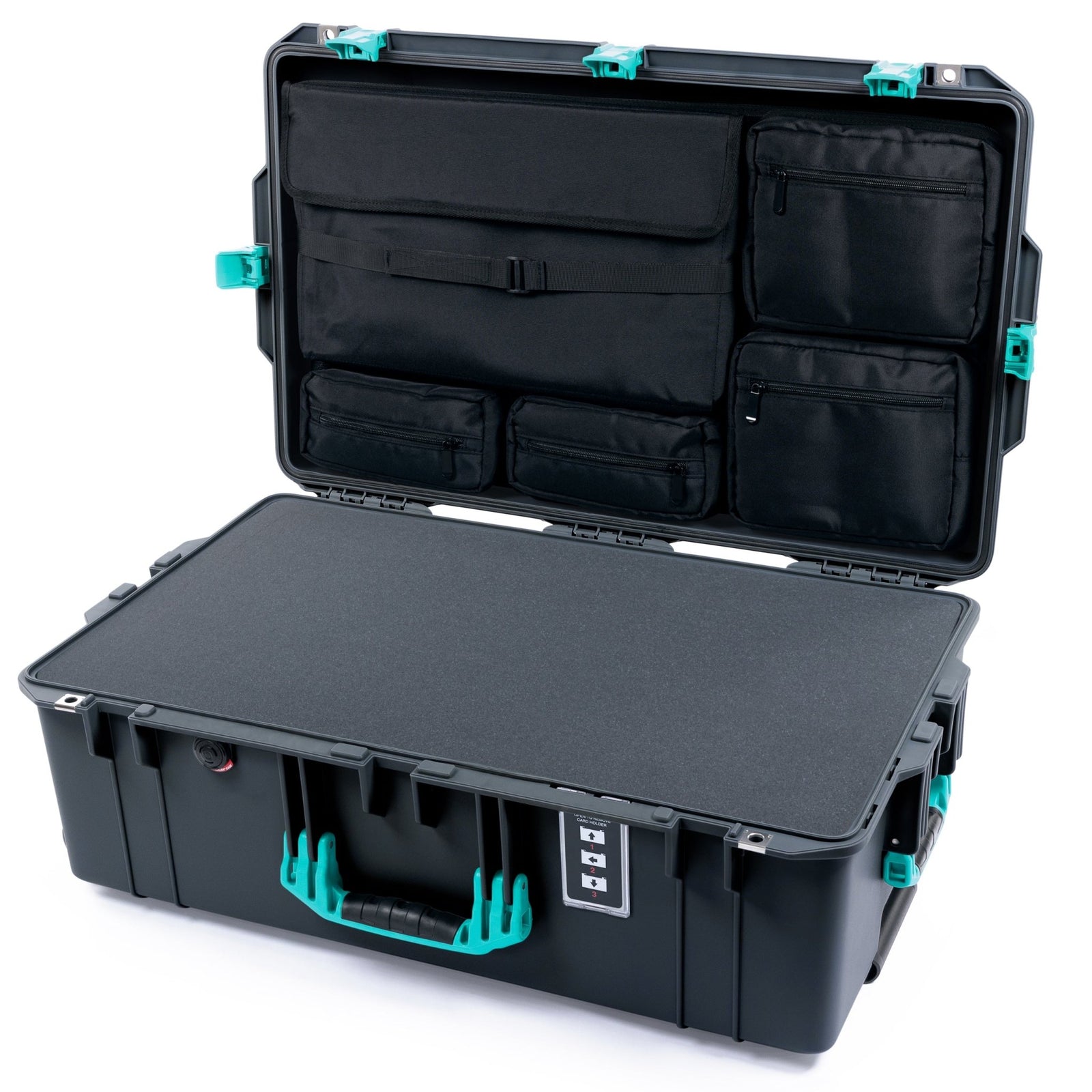 Pelican 1595 Air Case - Charcoal & Teal - Pick & Pluck Foam / Computer Lid Pouch