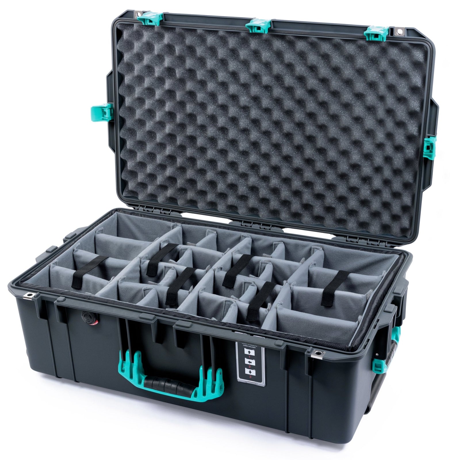 Pelican 1595 Air Case - Charcoal & Teal - Padded Microfiber Dividers / Convoluted Lid Foam