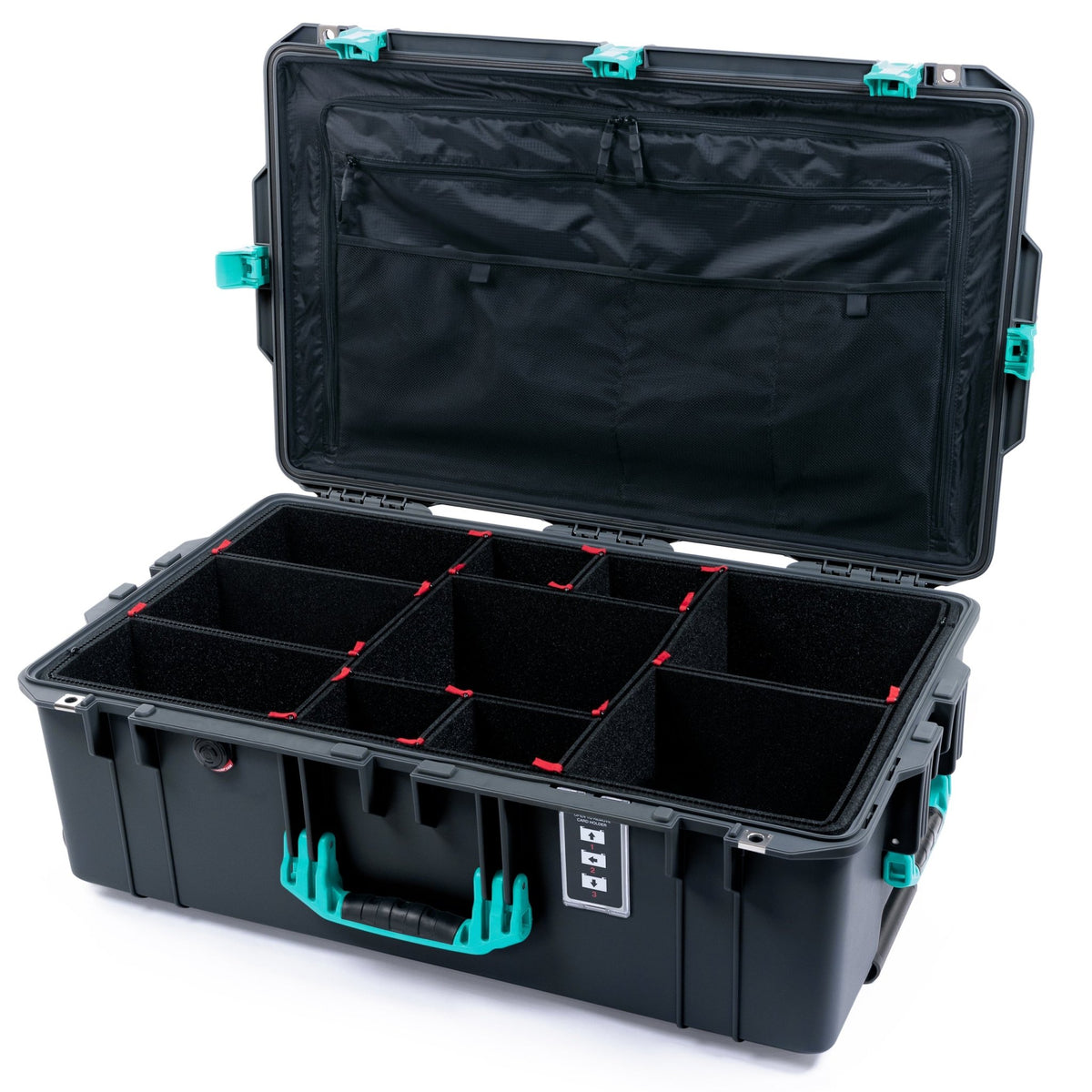 Pelican 1595 Air Case - Charcoal & Teal - TrekPak Divider System / TRVL Lid Organizer