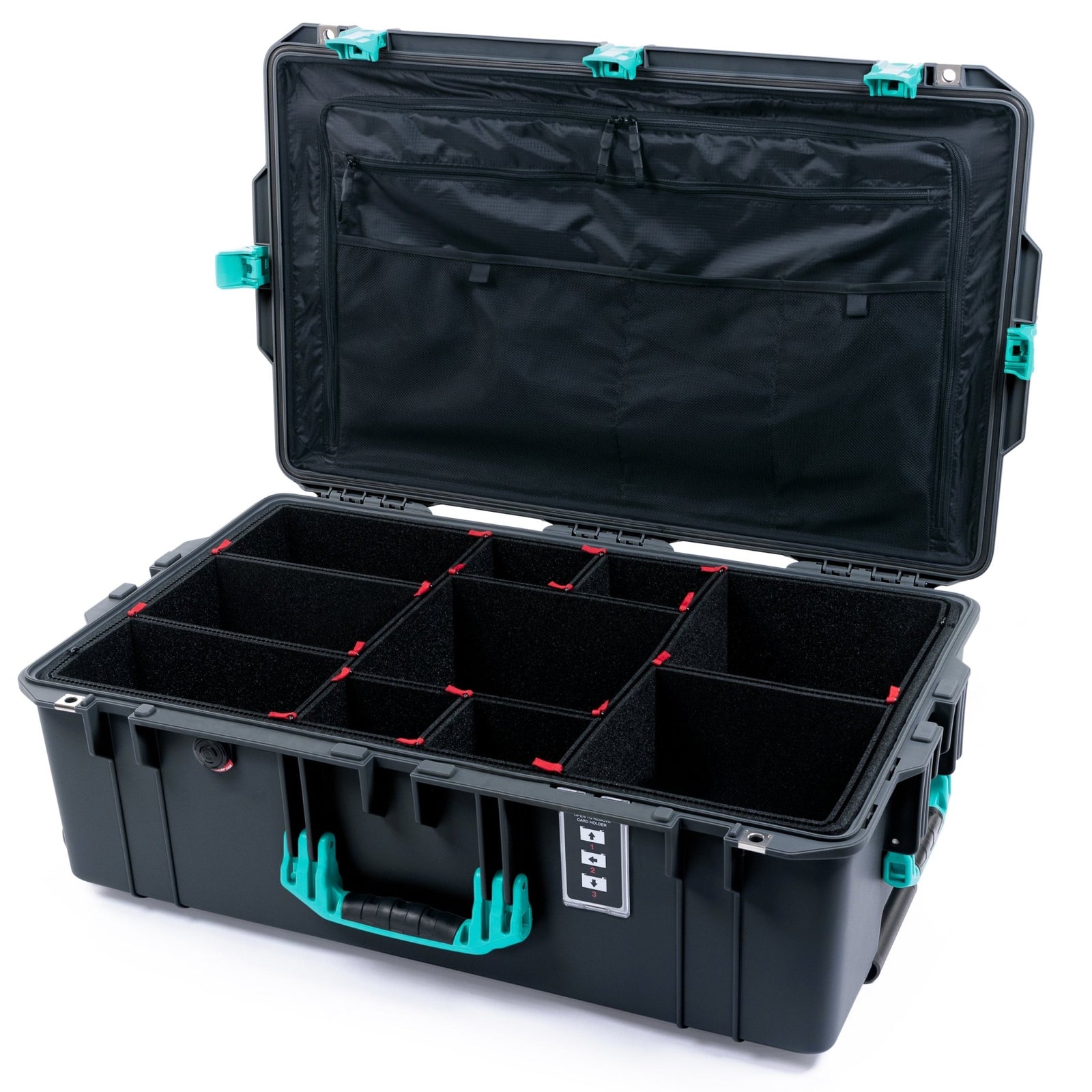 Pelican 1595 Air Case - Charcoal & Teal - TrekPak Divider System / TRVL Lid Organizer