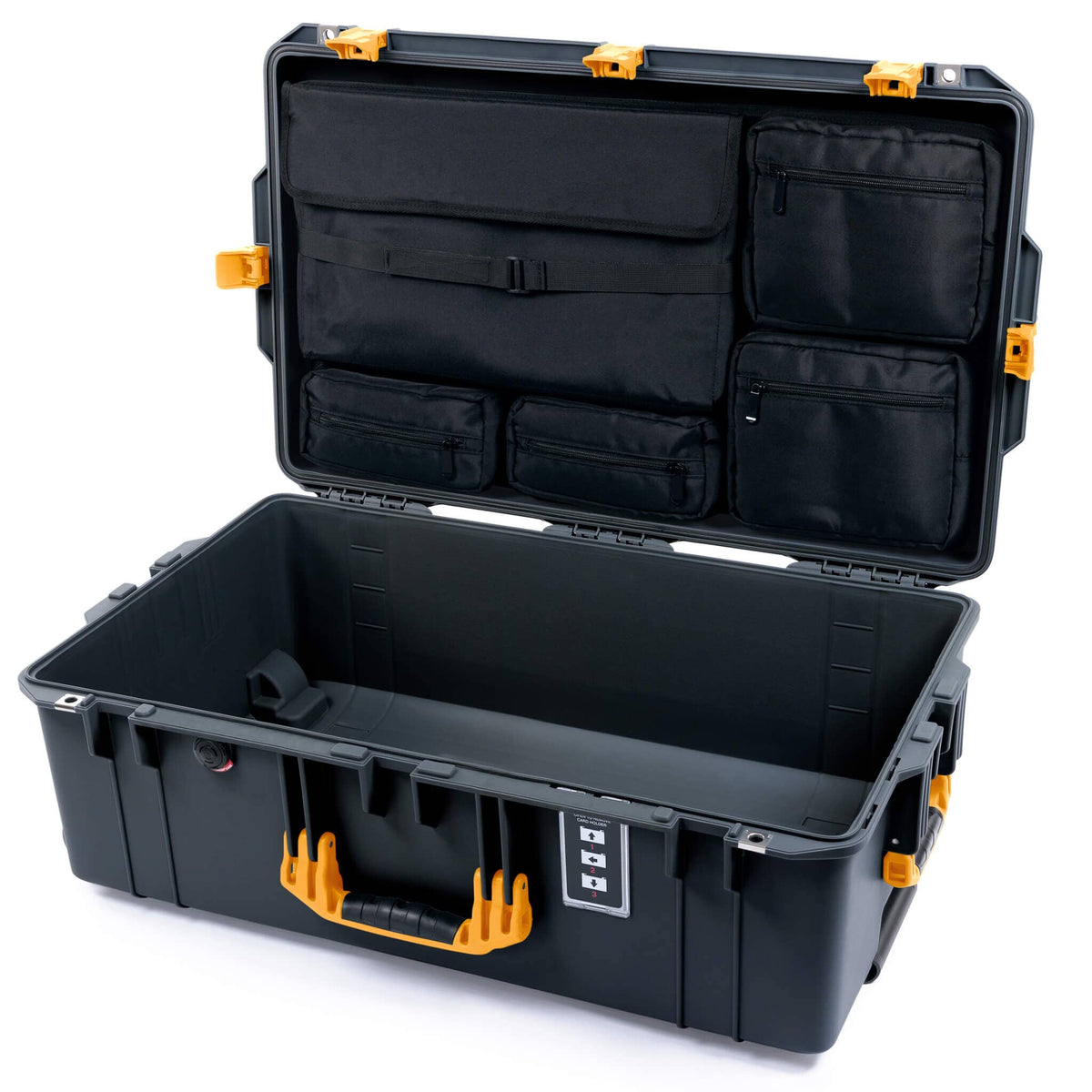 Pelican 1595 Air Case, Charcoal with Yellow Handles &amp; Latches Laptop Computer Lid Pouch Only ColorCase 015950-0200-520-241