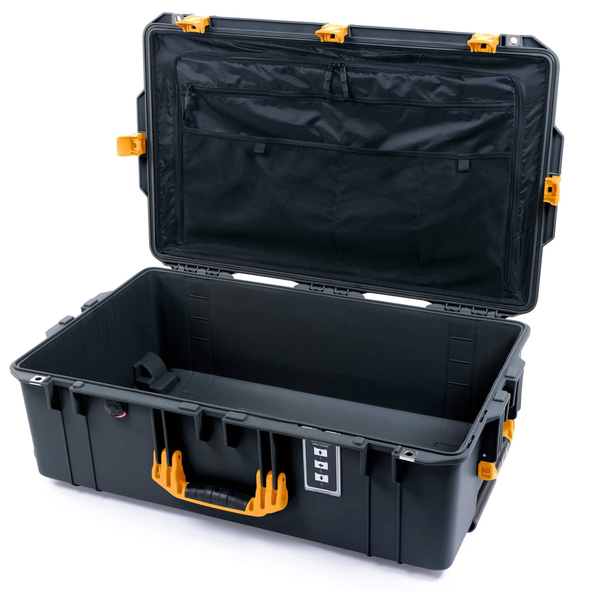 Pelican 1595 Air Case, Charcoal with Yellow Handles &amp; Latches Combo-Pouch Lid Organizer Only ColorCase 015950-0300-520-241