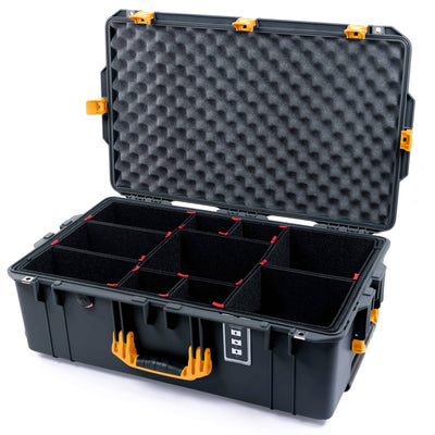 Pelican 1595 Air Case, Charcoal with Yellow Handles & Latches TrekPak Divider System with Convoluted Lid Foam ColorCase 015950-0020-520-241