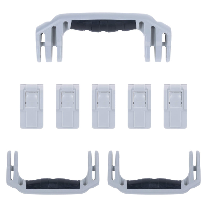 Pelican 1595 Air Replacement Handles & Latches, Silver, Push-Button (Set of 3 Handles, 5 Latches) ColorCase 