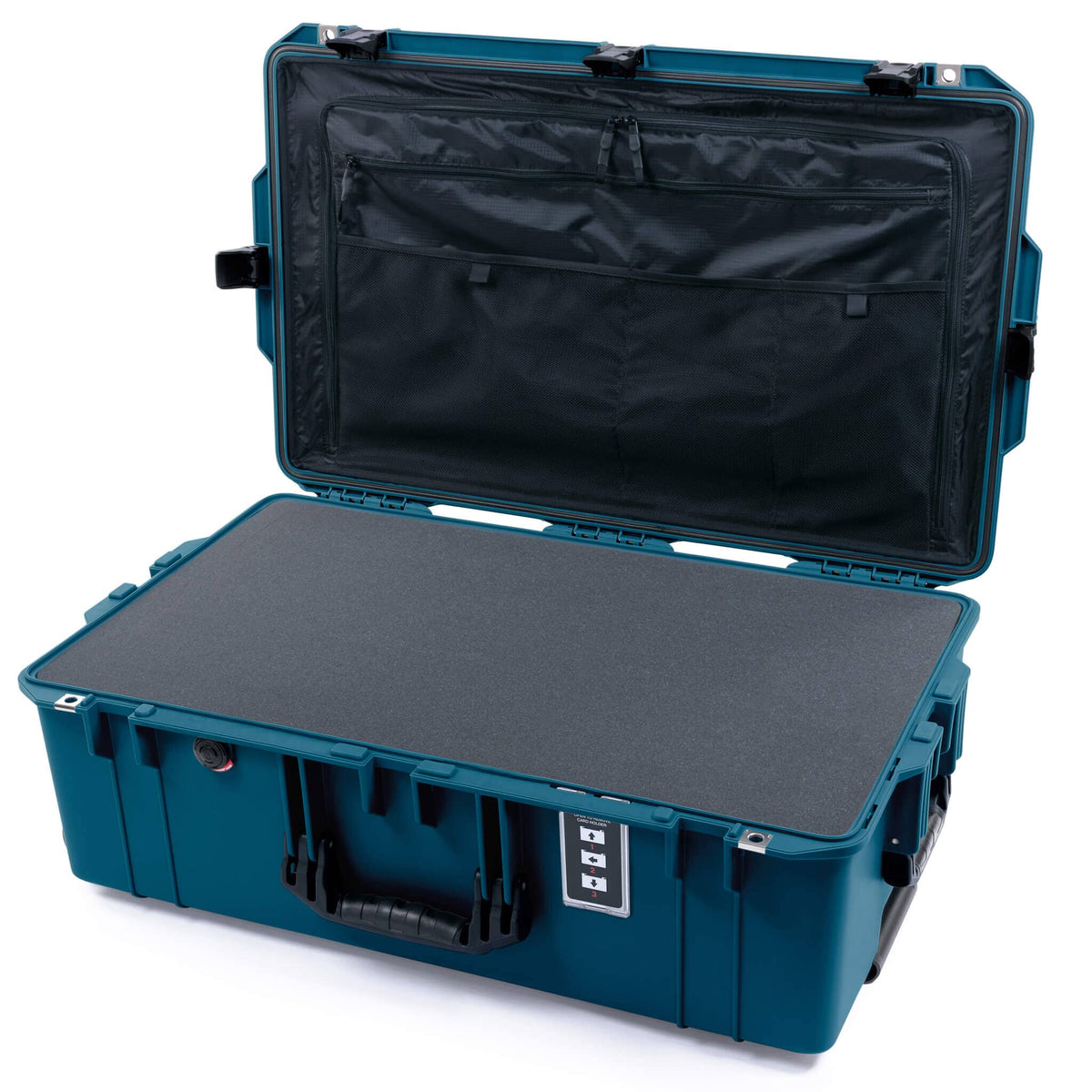 Pelican 1595 Air Case, Indigo with Black Handles &amp; Latches Pick &amp; Pluck Foam with Combo-Pouch Lid Organizer ColorCase 015950-0301-500-111